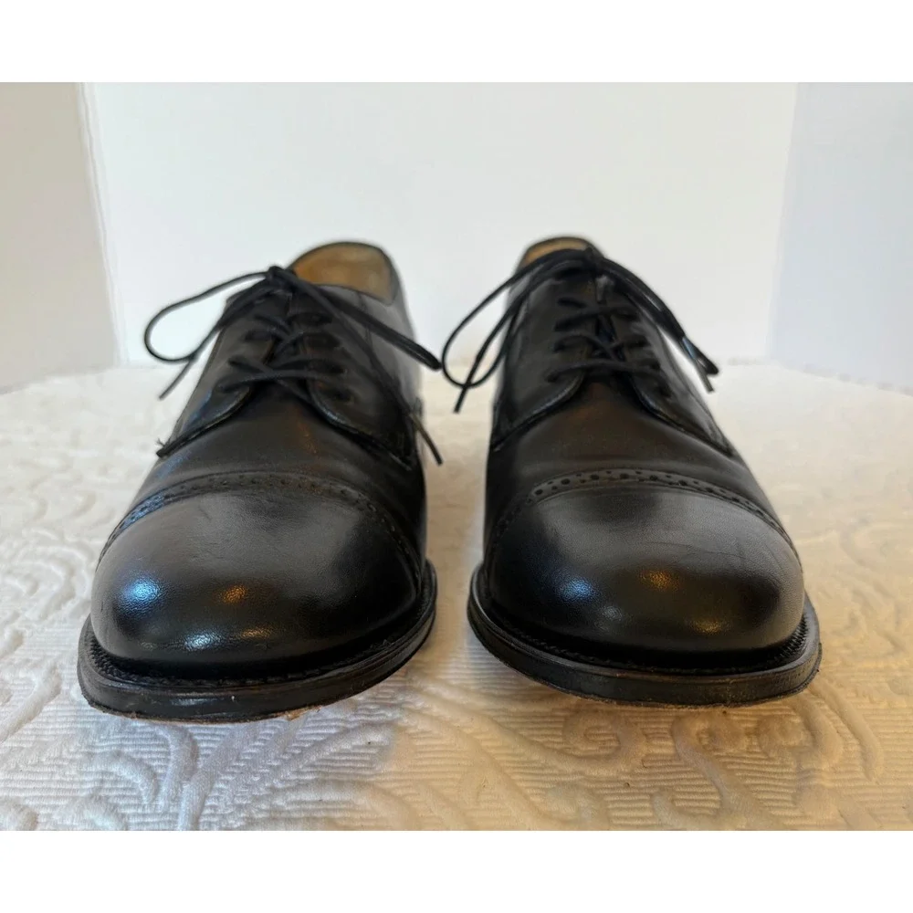 Brooks Brothers 346 Black‎ Leather Cap Toe Oxford Dress Shoes Men's Size 9.5D